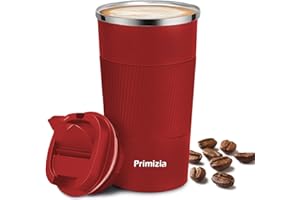 Primizia Tazza Termica per caffè, Thermos caffè in Acciaio Inox, Senza BPA,Tazza Tenuta Stagna per Calde e Fredde,510ML,Rosso