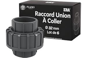 FLUXI-TECH - Raccord Union à Coller 32mm en PVC - PN16 bars, Résistance aux Produits Chimiques, jusqu’à 60°C - Pour Piscines, Plomberie, Industries Liquides - Lot de 6 pièces