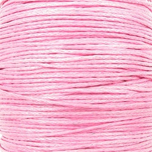 1mm Waxed Cotton Cord Thread Shamballa Macrame Jewellery - Baby Pink - 50 metres