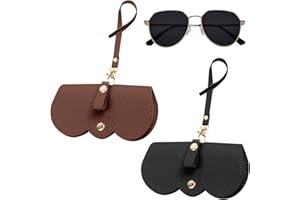 Zuroki borsa per occhiali di 2 eleganti borsa per occhiali set di occhiali da sole, copertura per occhiali, occhiali da sole, morbida, set di occhiali da sole in pelle da donna, nero,marrone