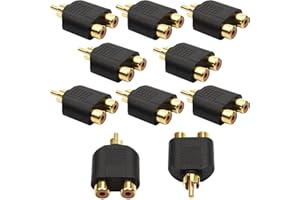 GALDOEP 10 Pcs 1 RCA Mâle à 2 RCA Femelle Connecteur, RCA Adaptateur de Séparateur en Y,adaptateur rca pour Audio Vidéo AV Convertisseur