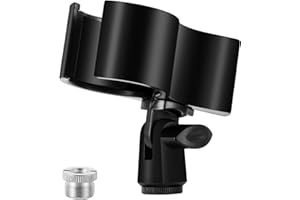 BILIONE Ulepszony uchwyt na mikrofon, regulowany uchwyt mikrofonu do mikrofonów o średnicy zewnętrznej od 32 mm do 60 mm, z adapterem śrubowym 5/20.3 cm do 3/20.3 cm (1)