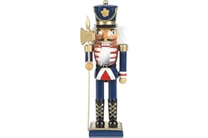 OBC-KUNSTHANDWERK Nussknacker Kunsthandwerks-Stil Soldat mit Hellebarde blau / 25 cm/weihnachtlicher Nussknacker/handbemalte Deko Figur aus Holz/weihnachtlich dekorieren