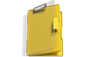 Hnogri Porte-bloc avec rangement, porte-bloc d'allaitement avec ouverture latérale, porte-bloc robuste avec boîte de rangement à double compartiment, écriture lisse pour le travail, Jaune