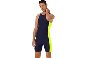dPois Tuta da Triathlon da Uomo Costume da Bagno Rash Guard Body da Wrestling Tuta Intera da Ciclismo Classica Tri Suit Sleeveless Skinsuit Muta da Nuoto Subacquea per Allenamento