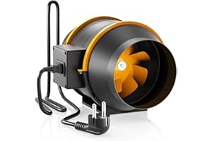 FanGoFast Extractor de Aire 150 mm con Controlador Ajustable, 230V En Línea Ventilador Extractor de Conducto con enchufe IEC para Baño, Booster, tienda de cultivo, Garage, Cucina