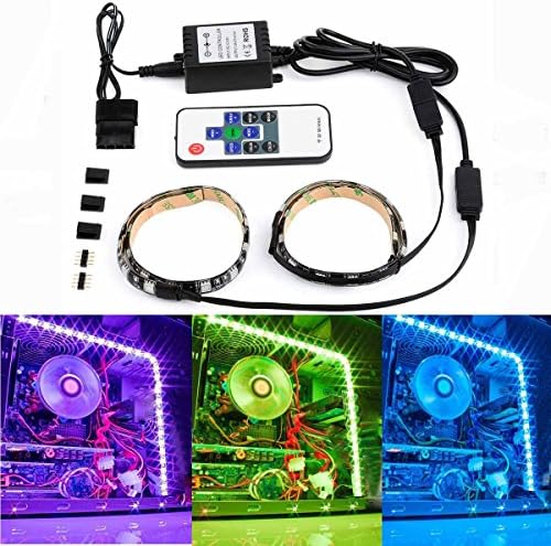 Autai PC Case LED Light RGB Colour with Magnet inside,Computer Case LED Strip Light Kit with 17key FR Controller (2 x 30CM)
