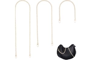 Chanumetal 3 Stück Taschenkette Gold, 40 cm/80 cm/120 cm Goldkette, Metall Schulterriemen für Taschen, Wallet Chain, Taschenriemen, Kette für Tasche Umhängetasche (Gold)