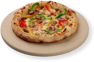 ROCKSHEAT 26 x 1.2 cm 10.25" Round Pizza Stone, Cordierite Pizza Stone for Oven Grill BBQ, Food Grade Baking Stone for Pizza and Bread, Outdoor Pizza Accessories for Grilling