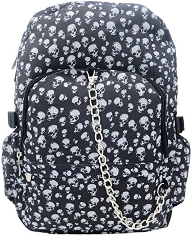 BLACK WHITE SKULLS Small Cross Bones Pirate Backpack Rucksack | School College Goth Rock Emo Skate Bag