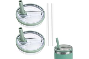 WALLFID 2 Coperchi con Cannuccia Ribaltabile di Ricambio per Stanley Cup,a Prova di Fuoriuscite e Schizzi,per Bicchieri da 40 oz,con 2 Cannucce,Adatto per Bicchieri HydroJug (Verde)