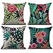 Produktbild OdeJoy 4 Stück Zuhause Kissen Fälle Leinen Sofa Kissen Abdeckung Gestreifte Kissenhülle Geometrisches Baumwollkissen Plüsch Kissen Drucken Kissen Daunenkissen Buchweizen Kissen (A, 4 PC)