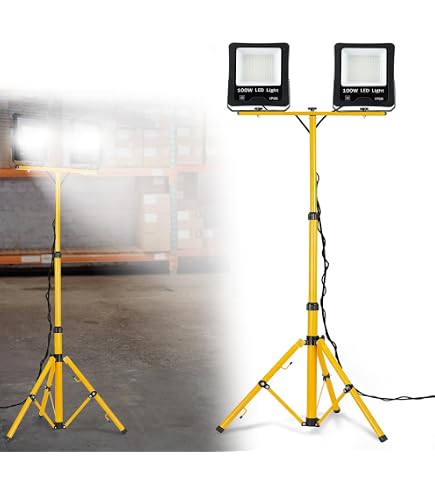 HOMCOM Faretti LED da Lavoro da 6500K con Treppiede Giallo e Nero