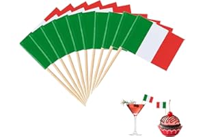 BFUZXY 100 Pièces Drapeau Italien Cure-Dents,Drapeau italie Cure Dents pour Cupcake Toppers Stick,Drapeau italie Cocktail Stick Drapeaux pour Fête Nourriture Cake Vaisselle Fruits Pub Fête Décoration