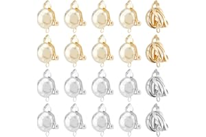 DICOSMETIC 16Pcs Orecchini A Clip Orecchini in Argento Dorato Orecchini Non Forate Convertitore di Orecchini Orecchini in Ottone con Anelli Orizzontali per La Creazione di Gioielli