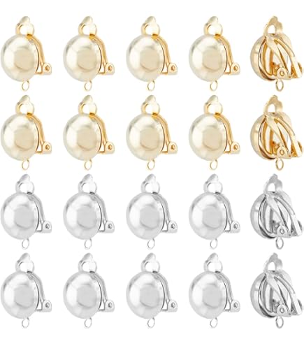 PH PandaHall Clip-on oorbelomvormer, 8 paar, 2 kleuren, messing bevindingen met kristallen strass en siliconen pads voor niet-doorboorde oren, doe-het-zelf maken