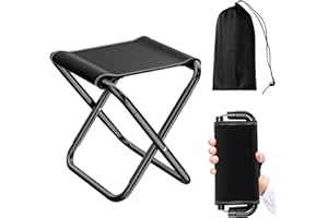 MUZHUPGUZ 1 PcsFolding Camping Stools Folding Lightweight,Portable Small Folding Stool,Foldable Chairs Outdoor Backpack Garden Stools, Small Portable Camping Chair Travelling Picnic Hiking Fishing Seats,Black
