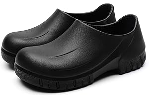 SPONGENT Lightweight Kitchen Shoes Chef Shoes Men Non-Slip Safety Work Shoes for Waterproof Chef Garden Hospital Restaurant Clogs Shoes Black UK6-10