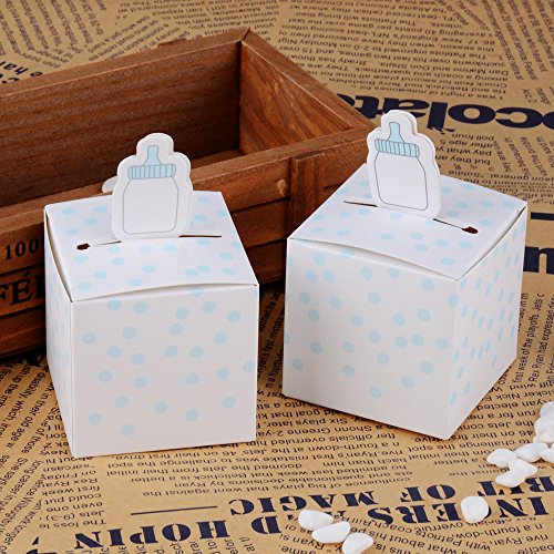 50 Stk. Gastgeschenk Box 5,3 x 5,3 x 5,3 cm Geschenkbox für Taufe, Baby Geburtstag usw. Pralinenschachtel süßigkeiten Bonboniere (Hellblau) - 5