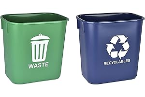 Acrimet Corbeille pour le recyclage et les déchets, 3,25 gallons / 13 quarts / 12 litres (en plastique) (vert et bleu) (lot de 2)