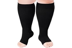 Ancrina Kompressionsstrümpfe für Damen, breite Wade, offener Zehenbereich,Kniehohe Kompressionsstrümpfe, zehenlose Stützsocken