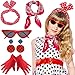 Produktbild Yansion 1950s Kostüm Damen Accessoires Set 50er Jahre Halloween Kostüm Zubehör Inklusive Polka Dots Bandana Haarband Ohrringe Handschuhe Katzenaugen Sonnenbrille Schal(Rot)