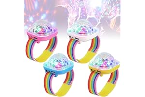 RNPKZ Disco Ball Wristband, 4PCS Disco Ball Bracelet Party Light, Rechargeable Disco Wristband Led Stage Light Watch with Suction Cup, Voice-Controlled Strobe Watch Bracelet for Party DJ Club KTV