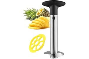 Lyoveu Coupe Ananas Et Evideur, Coupe Ananas INOX, Découpe Ananas en Acier Inoxydable 3-en-1,Coupe-Ananas pour Éplucher, Coupe-Ananas pour Éplucher, Évider Et Trancher Le Fruit-Black