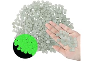 MOAMUN 1000 Stück Leuchtsteine Gärten aus Harz, Fluoreszierende Steine, Dekorative Steine, Grün Leuchtende Kieselsteine Nachtleuchtende Steine für Aquarium Garten Rasen Dekoration, 0.8-1cm (Weiß)