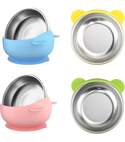 3 Piatti In Acciaio Inox Per Bambini Con Ventosa - Divisi, Infrangibili E Senza BPA - Foto 8