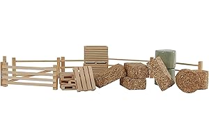 Kids Globe Farming 610253 - Juego de Accesorios (con Vallas, Cajas de Patatas y palés, 19 Piezas de Madera, 1:32), Carbón