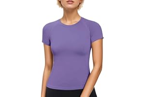 Neteson Damska koszulka sportowa z krótkim rękawem, koszulka na siłownię, do jogi, okrągły dekolt, koszulka fitness, oddychająca, fitness, joga, bieganie, taniec