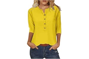 FUNALOE Ladies Blouses O Neck Top Women Summer Tops with 3/4 Sleeves Short Sleeve Shirts for Women S Button-Down Shirts Stripe Elegant Retro Easter Print Loose Tops Shirts Fashion Clearance Size 8-18