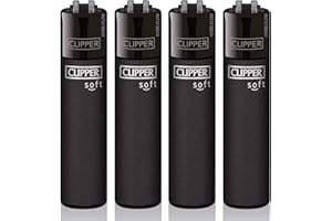 SUNMONDO Clipper Feuerzeug 4er Set: (Micro Soft Touch Black)