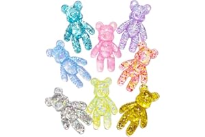 Daimay 20 Pieces 10 Colors Cute Bear Charm Pendants Cartoon Bear Keychain Pendants Resin Gummy Bear Candy Necklace Colorful Bear for Earring Bracelet DIY Jewelry Making - Glitter Gradient 3D