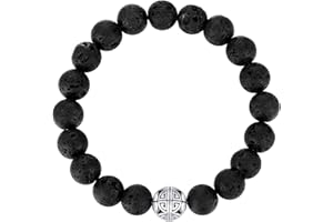 MetJakt Naturelles 8mm Pierres Bracelet précieuses de avec Cristal Bangle en perles avec pendentif en Argent Sterling 925 Pendentif Double Bonheur