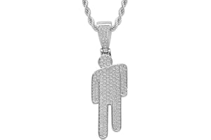 HLMYER Hip Hop Bad Guy Villain Necklace,Crooked Headed Little Man Necklace,Round Head Zircon Couple Pendant Necklaces,Chunky Adjustable and Durable Chain Necklaces,Silver, 60 CM Chain