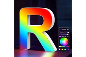 COLWINKU Light Up Letters USB Powered, LED Marquee Letters Color Changing, Alphabet Light Up Sign, APP Control, Gifts for Girls, Women, Birthday, Party, Wedding, Christmas, Valentine, Wall, Table Decor - R