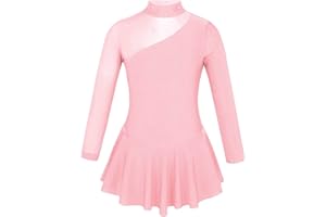 Agoky Vestido de Danza Ballet para Niña Maillot Leotardo Manga Larga de Gimnasia Rítmica Maillot de Patinaje Artístico Competición Disfraz de Baile 4-16 Años