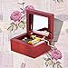 Andoer® Red Wood Musical Box Hand Crank Gold Movement Music Box with Built-in Mirror Melody Castle in the Sky