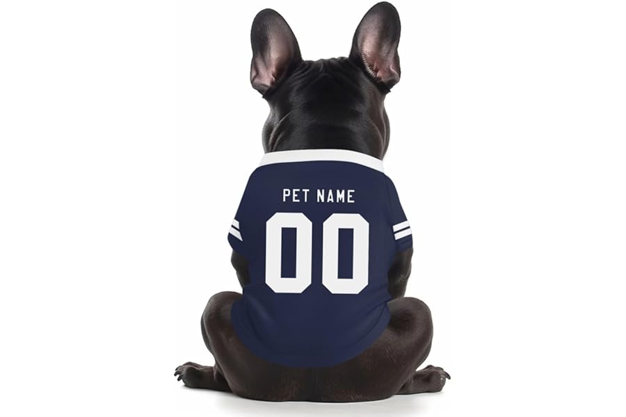 Personalized Dog Football Shirt, Customized Sports Fan Cat Football Jersey with Name Number Logo for Small Medium Large Pets
