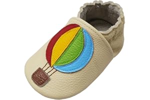 YALION Chaussons Cuir Souple Bébé Fille Garçon Antidérapante Chaussures Premiers Pas pour Enfant