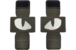 TOPPATCH Toppe riflettenti con occhi di gatto, toppe militari che si illuminano al buio, tattiche ricamate, da combattimento, per cappelli, caschi, uniformi, gilet, zaini (verde)