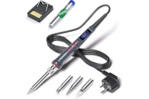 Lötkolben Set, HANDSKIT Lötkolben 6 in 1 Lötset 200W 220V Lötstation mit Temperatur Einstellbar 180-480°C, 3 Lötspitzen, Lötkolbenständer, Lötdraht, für Elektrotechnik Reparaturen Profi Hobbybastler.