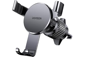 UGREEN Car Phone Holder Air Vent, Universal Gravity Car Phone Mount Aluminum Cradle for iPhone 17 Air 16 15 14 13 12 11 Pro Max XR X, Galaxy S25 S24 S23 S22 Ultra(Black)