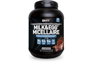 EAFIT - Milk&Egg - Protéines tri-sources : caséine, isolat, blanc d'oeuf - Assimilation lente - Protein de caseine - Proteine en poudre pour musculation - BCAA vitamine et minéraux- Chocolat - 750g