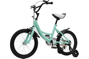 Balider Vélo pour enfant de 16 pouces à partir de 5 à 8 ans, vélo vert avec garde-boue et frein avant et arrière combinés, en acier au carbone de qualité supérieure