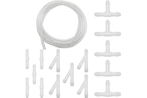 CTRICALVER Kit de Tuyau Essuie Glace, avec 5M Tuyau Pour Lave Glace Voiture et Raccord de Tuyau Blanc 15 Pièces, pour connecter la pompe à eau et les buses de la voiture