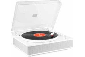 Fenton RP162W Schallplattenspieler Bluetooth Plattenspieler mit Lautsprecher, Pitch Control, MP3, RCA, Auto-Stopp, Turntable Vinyl Player, Gramophone, Record Player Weiß