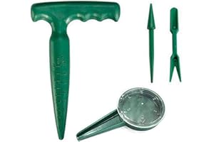 Yius Set of 4 Mini Garden Hand Seedling Tool Sets, Includes Garden Hand Tool Dibber for Planting Bulbs, Plant Flower See d Dispenser, Transplanting Widger and Dibber for Garden Greenhouse(size:1)